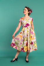 Load image into Gallery viewer, Laura Mustard &amp; Fuchsia Dress