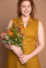Load image into Gallery viewer, Aurora Mustard Maxi Shirt Dress / Hand Embroidered