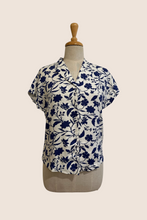 Load image into Gallery viewer, Fabulous Cream &amp; Navy Floral Blouse