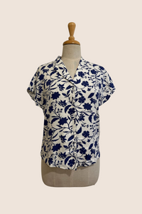 Fabulous Cream & Navy Floral Blouse