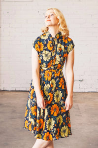 Lena Mustard Floral Dress