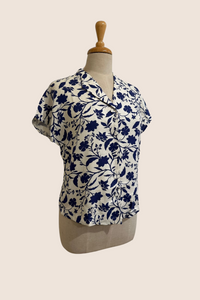 Fabulous Cream & Navy Floral Blouse