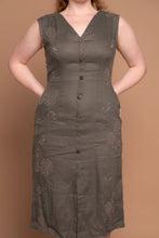 Load image into Gallery viewer, Adelaide Green Floral Embroidery Dress