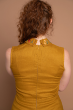 Load image into Gallery viewer, Aurora Mustard Maxi Shirt Dress / Hand Embroidered