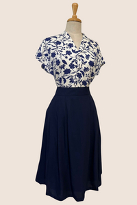 Fabulous Cream & Navy Floral Blouse