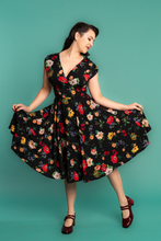 Load image into Gallery viewer, Viola Black &amp; Red Floral Dress