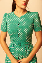 Load image into Gallery viewer, Annmarie Green &amp; Cream Dots Dress