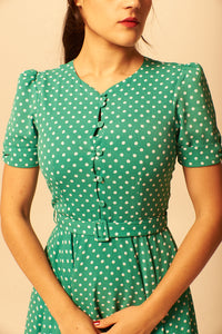 Annmarie Green & Cream Dots Dress