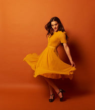 Load image into Gallery viewer, Annmarie Mustard Dots Dress