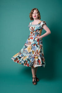 Astrid Blue & Cream Tropical Dress