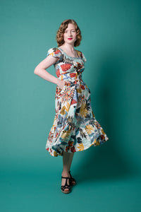 Astrid Blue & Cream Tropical Dress
