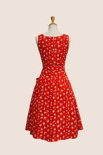 Load image into Gallery viewer, Bee Red &amp; White Linen Dress