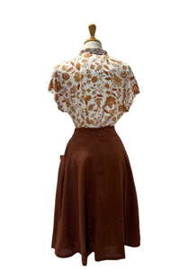 Fabulous Brown Floral Linen Blouse