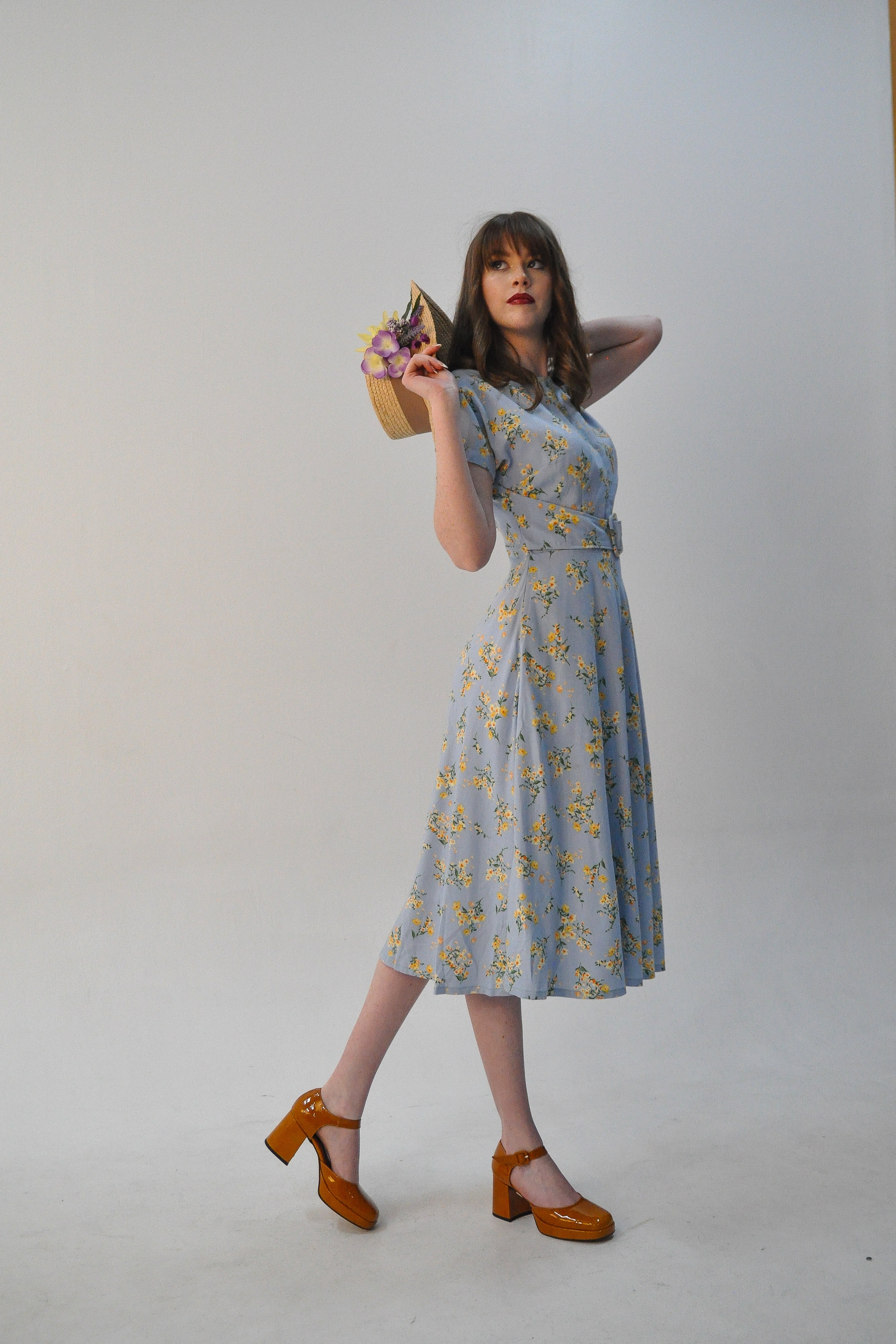 Farmhouse Green & Yellow Floral Dress
