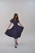 Load image into Gallery viewer, Manette Navy Strawberry Linen Dress