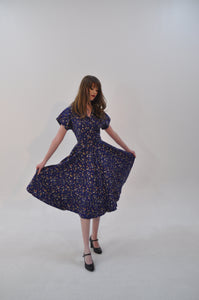 Manette Navy Strawberry Linen Dress