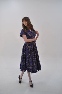 Manette Navy Strawberry Linen Dress