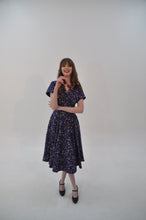 Load image into Gallery viewer, Manette Navy Strawberry Linen Dress