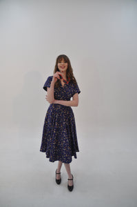 Manette Navy Strawberry Linen Dress