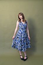 Load image into Gallery viewer, Evangeline Turquoise Floral Linen Dress