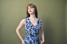 Load image into Gallery viewer, Evangeline Turquoise Floral Linen Dress