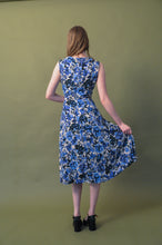 Load image into Gallery viewer, Evangeline Turquoise Floral Linen Dress