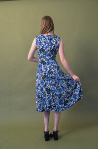 Evangeline Turquoise Floral Linen Dress