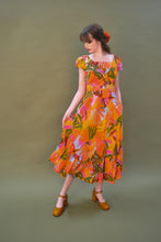 Load image into Gallery viewer, Astrid Green &amp; Orange Tropical Floral Dress