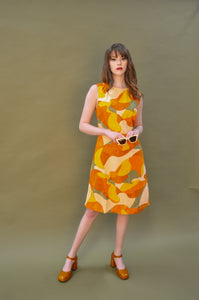 Malia Mustard Geometric Linen Dress