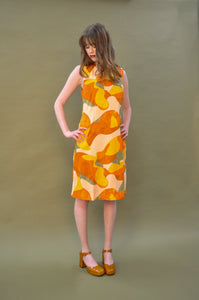 Malia Mustard Geometric Linen Dress