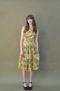 Abella Green & Orange Tropical Linen Dress