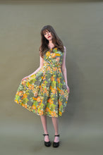 Load image into Gallery viewer, Abella Green &amp; Orange Tropical Linen Dress