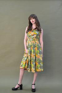 Abella Green & Orange Tropical Linen Dress