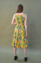 Load image into Gallery viewer, Abella Green &amp; Orange Tropical Linen Dress