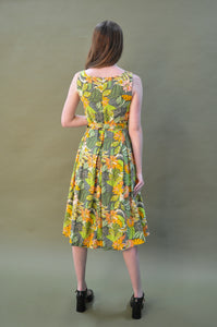 Abella Green & Orange Tropical Linen Dress