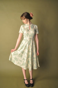 Sakura Cream & Light Green Linen Dress