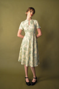 Sakura Cream & Light Green Linen Dress