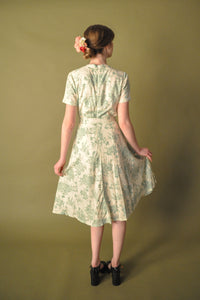 Sakura Cream & Light Green Linen Dress