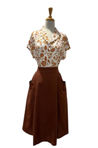 Fabulous Brown Floral Linen Blouse