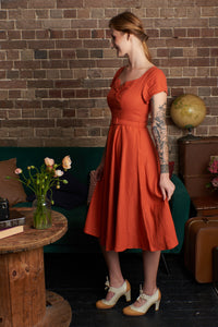 Juliet Cross Collar Burnt Orange Dress