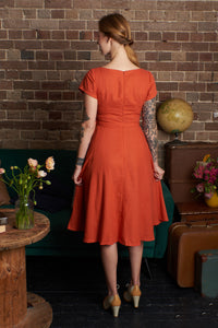 Juliet Cross Collar Burnt Orange Dress