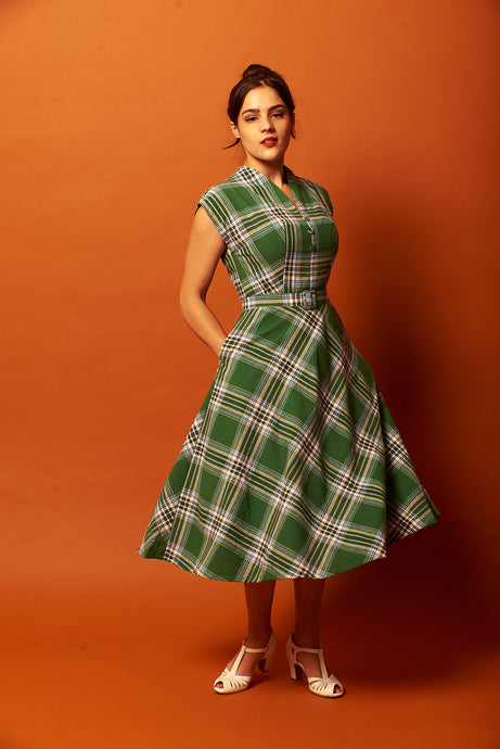 May Green & Blue Gingham Dress