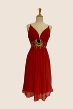 Load image into Gallery viewer, Orange Cocktail Embroidery Dress