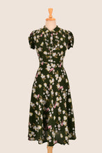 Load image into Gallery viewer, Peach Rose Green &amp; Fuchsia Birds Dress