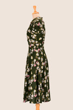 Load image into Gallery viewer, Peach Rose Green &amp; Fuchsia Birds Dress