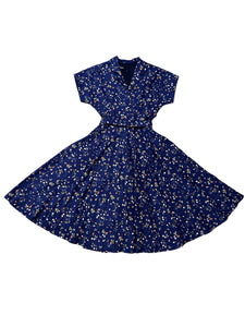 Manette Navy Strawberry Linen Dress