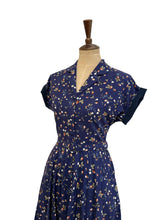 Load image into Gallery viewer, Manette Navy Strawberry Linen Dress