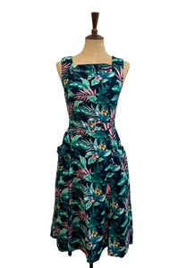 Bee Green Gardenia Floral Linen Dress