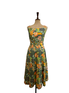 Abella Green & Orange Tropical Linen Dress