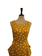 Load image into Gallery viewer, Chita Mustard &amp; Cream Polka Dot Linen Dress